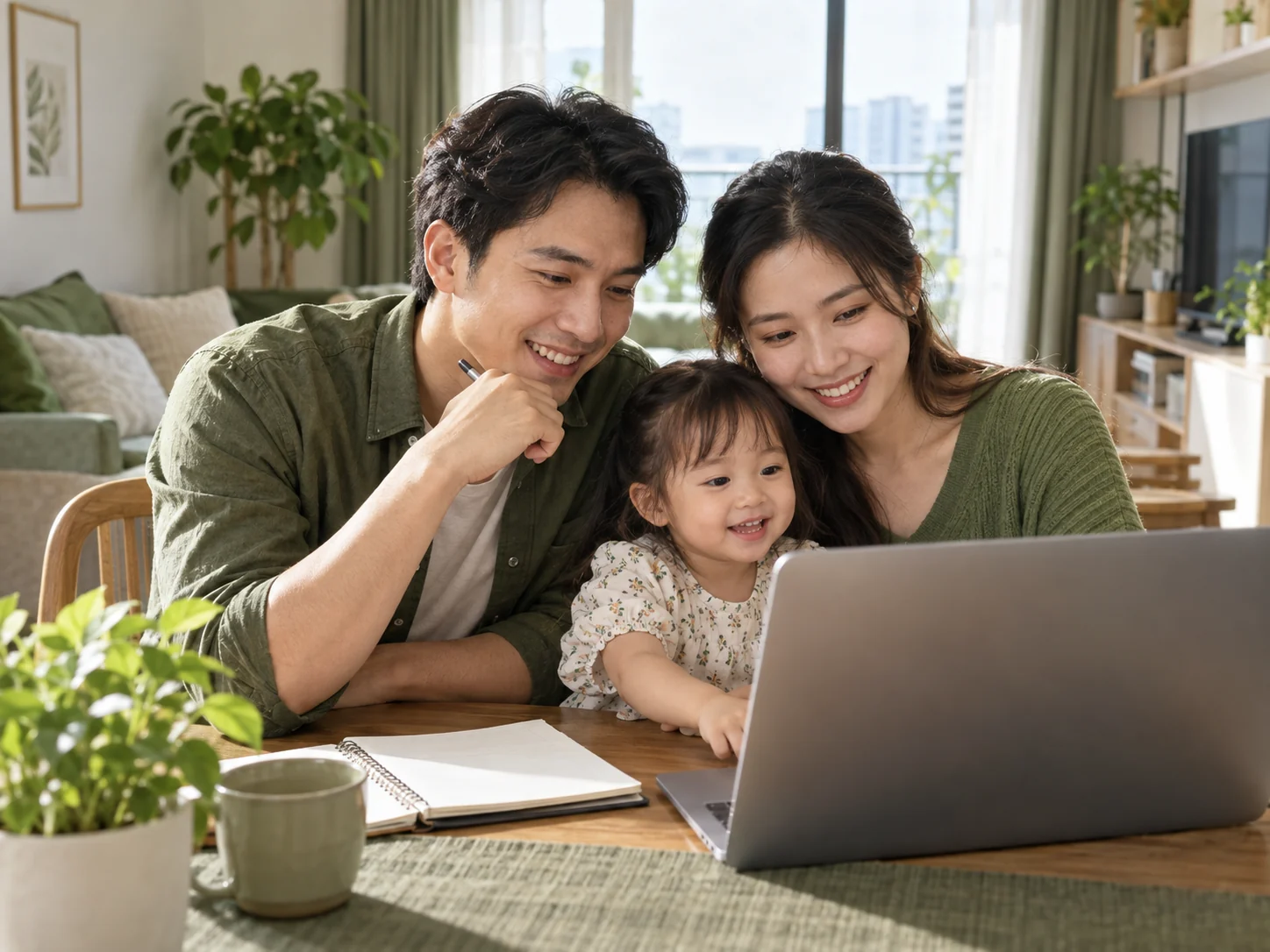 Gia đình trẻ cùng con nhỏ lên kế hoạch cho căn nhà đầu tiên